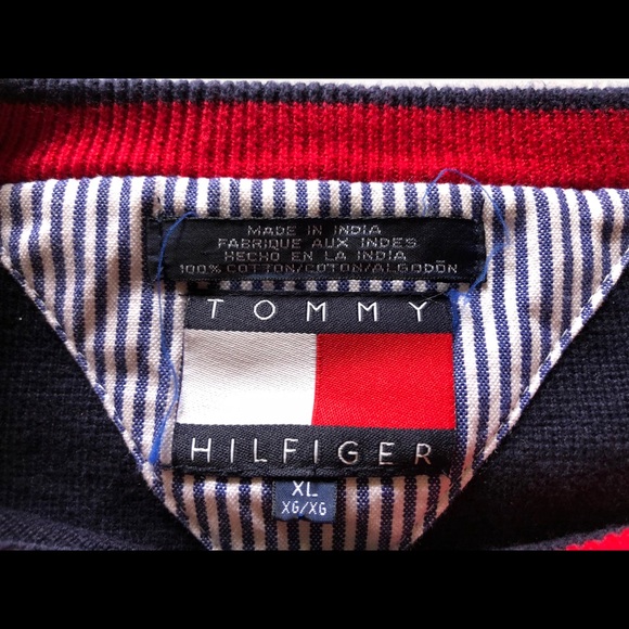 90s Vintage Tommy Hilfiger Navy Logo Sweater - Picture 4 of 8